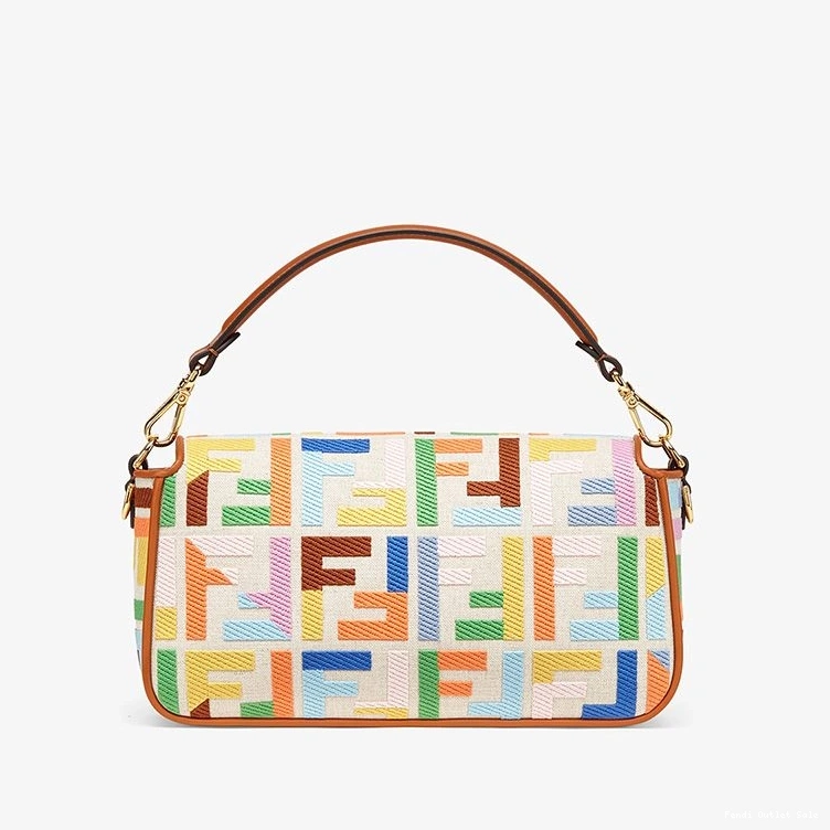 Cheap FF Fendi Medium In Baguette Multicolor Canvas Motif Bag 0708